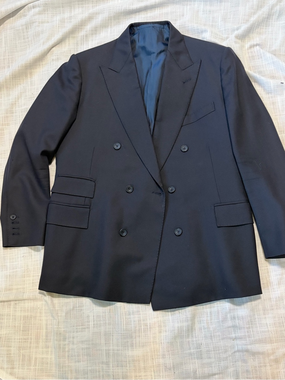 Bespoke Thom Sweeney hand made in UK Men's Double-Breasted Navy Blazer